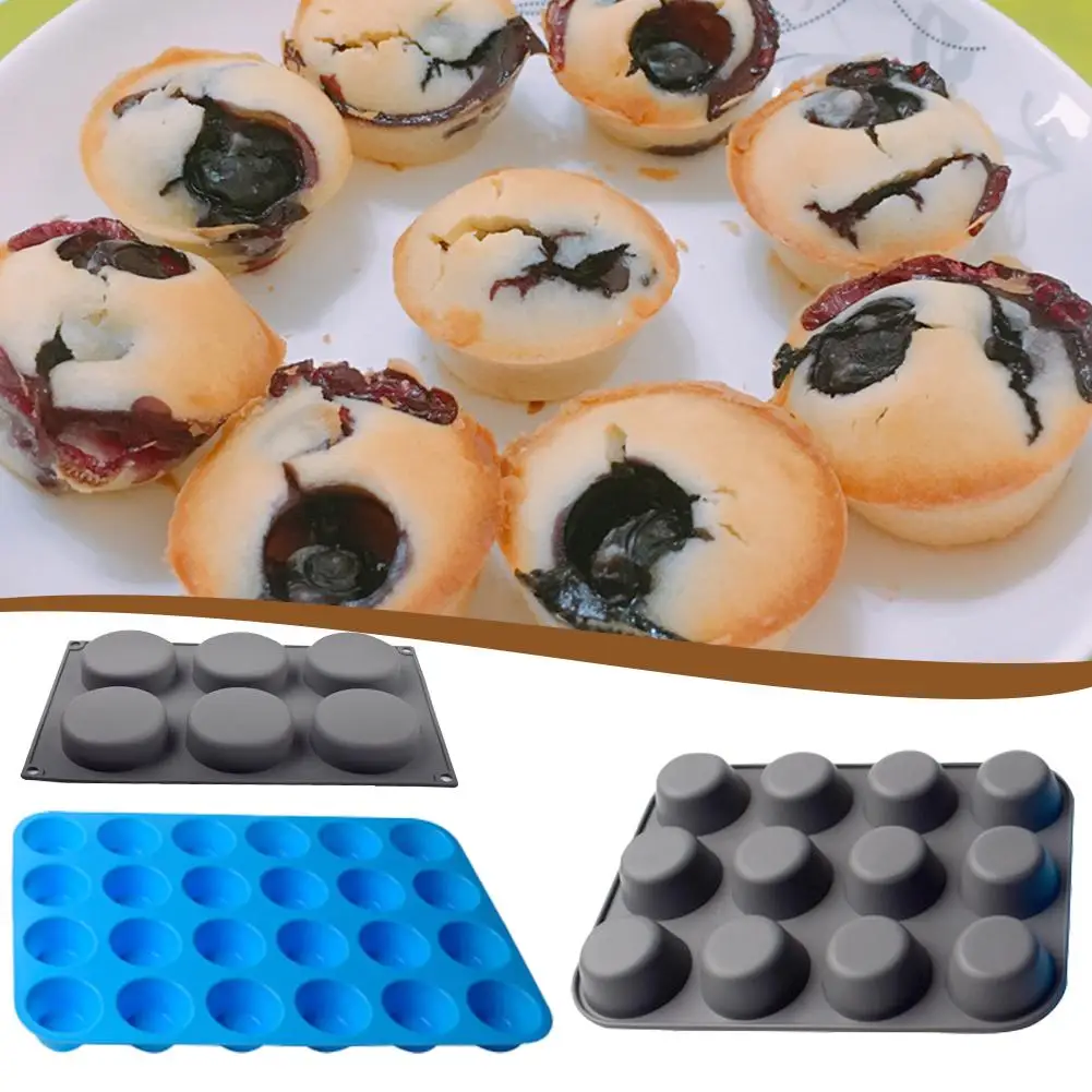 

Силиконовая форма для выпечки с 6/12/24 отверстиями, кексы, безопасная для выпечки в посудомоечной машине, антипригарная силиконовая форма для микроволновой печи ﻿ Пан N9R9