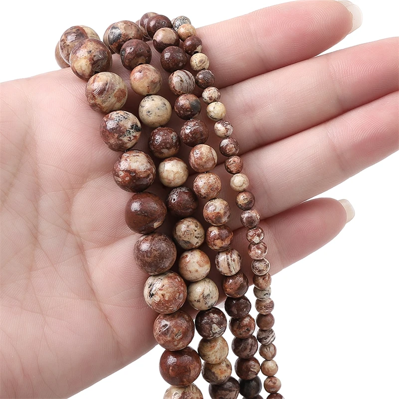 Naturstein-Seestein Runde lose Spacer-Perlen für Schmuckherstellung DIY Mode Armband Halskette Ohrring Zubehör – Detail 1