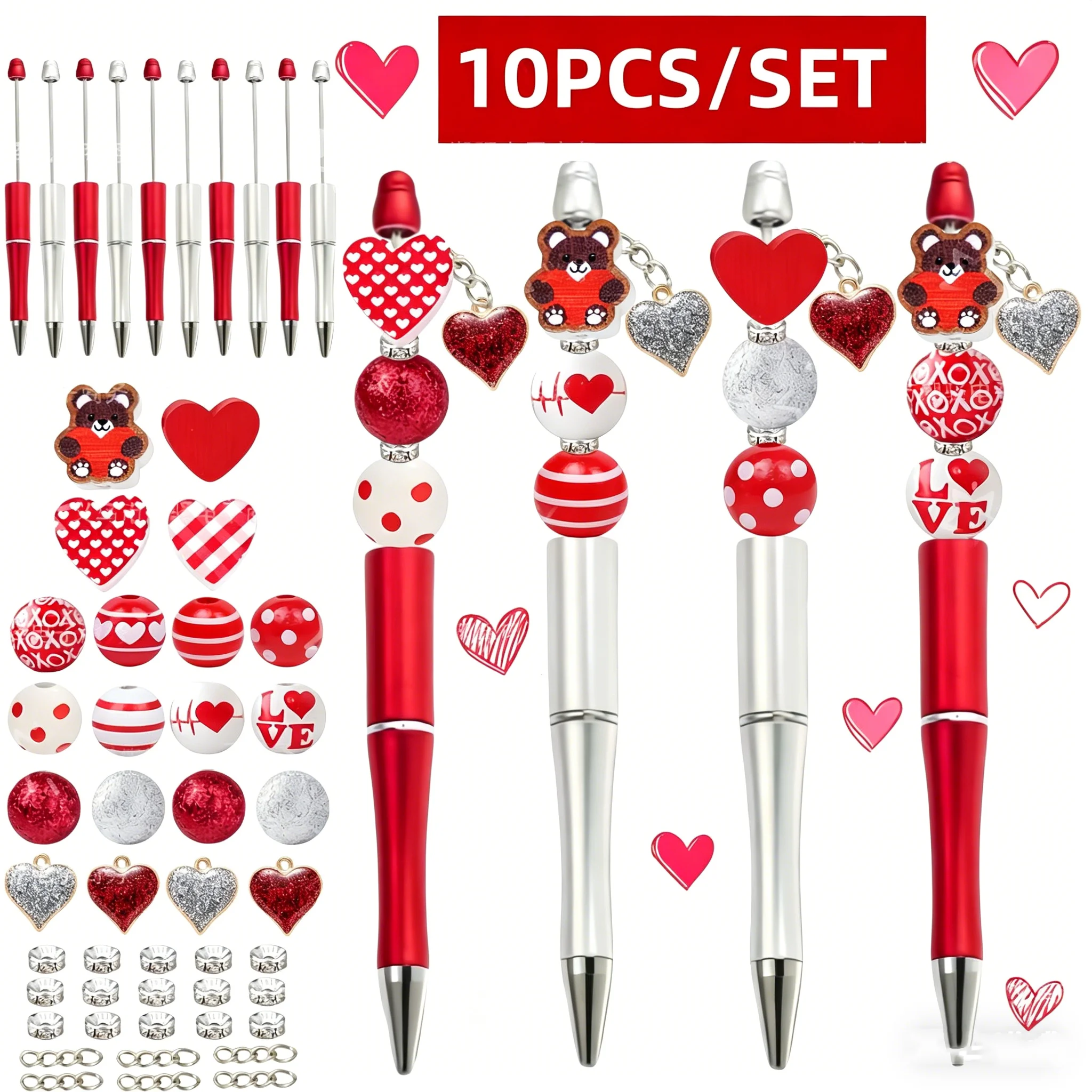 caneta-esferografica-com-pingente-de-coracao-3d-6pcs-10pcs-caneta-esferografica-vermelha-e-prateada-tema-dia-dos-namorados-diy-caneta-com-contas-love