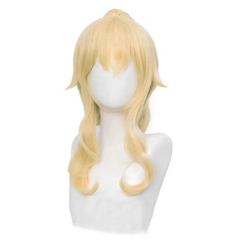 Yandere Simulator Musume Ronshaku Long Blonde Cosplay Wig with Clip Ponytail Heat Resistant Hair Cosplay Wigs