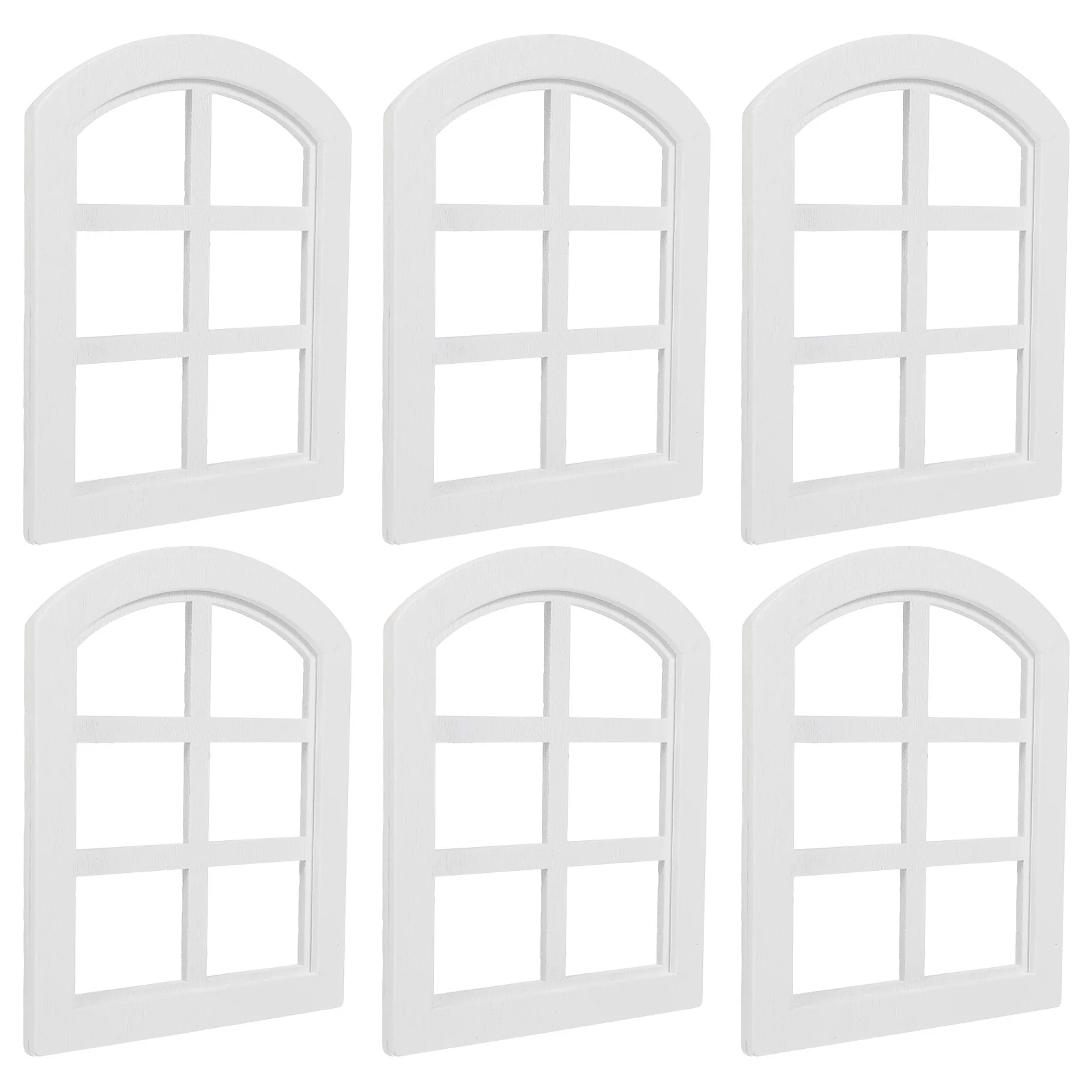 

6 Pcs House Furniture Decor Dollhouse Window Frame Mini Prop Models Door Wooden Accessories Supplies