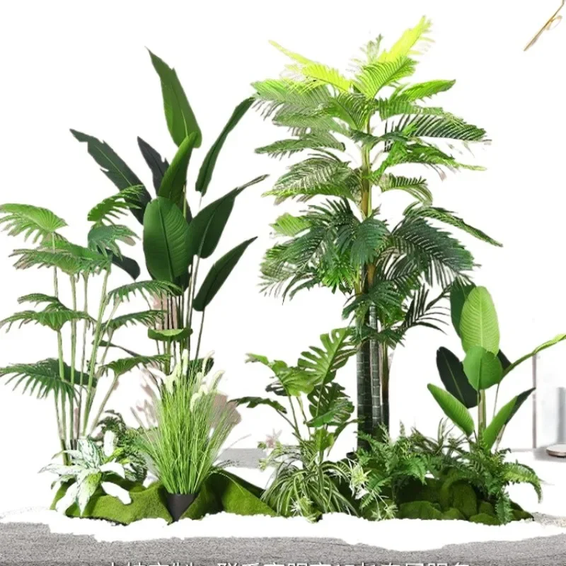 

Simulated green plant potted plants, plant landscaping, indoor bonsai, restaurant scene, decorative window