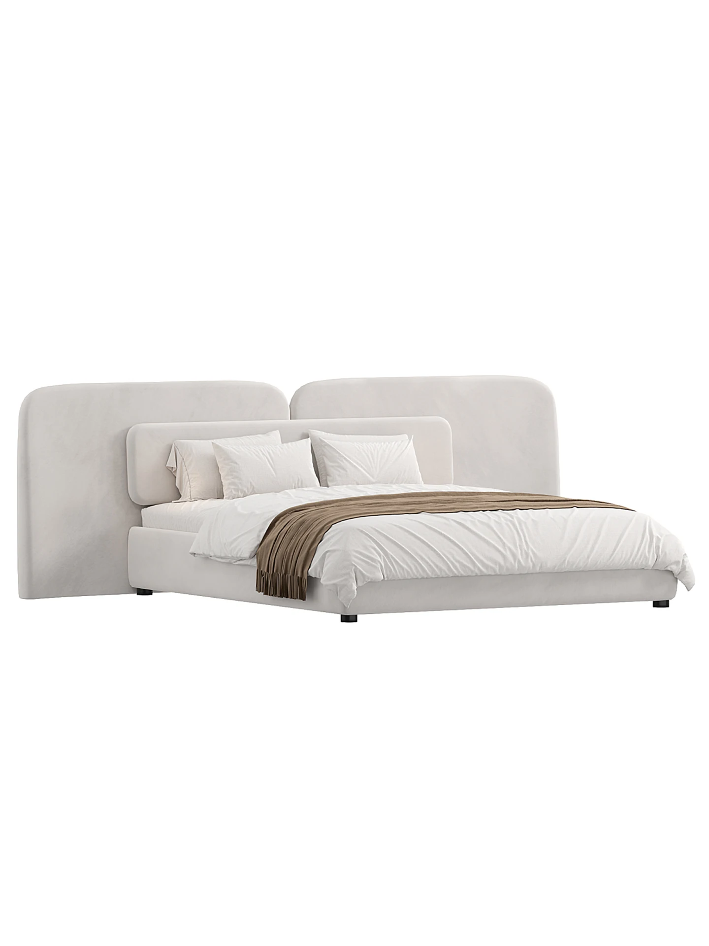 

Minimalist style, fabric, double bed, high end, widescreen, wedding bed, villa, master bedroom, simplicity