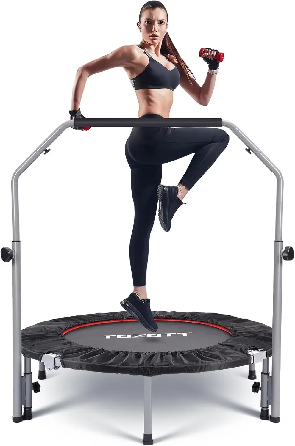 Rebounder for Adults,Fitness Mini Rebounder with Adjustable Foam Handle,Indoor Exercise Workout,Max Load 330lbs/450lbs