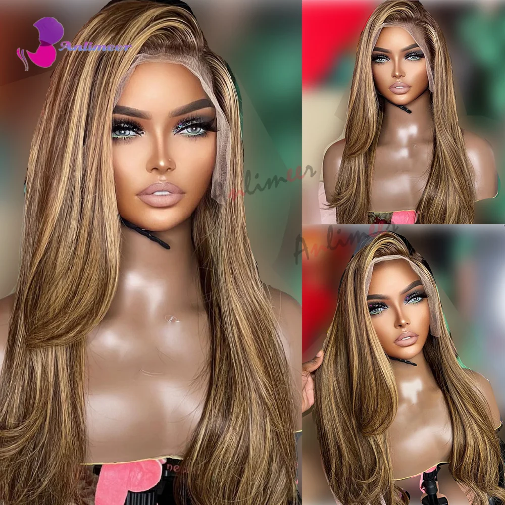 

360 Wig Human Hair Full Lace Strawberry Blonde Wig Highlighted Lace Front Wig Human Hair Left Side Wavy Wigs for Black Women