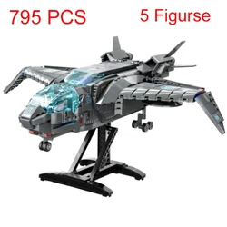 Miniso 795PCS Marvel Avengers Quinjet Fighter SpaceShip 76248 MOC Building Blocks Bricks Model Toys Adult Kids Christmas Gifts