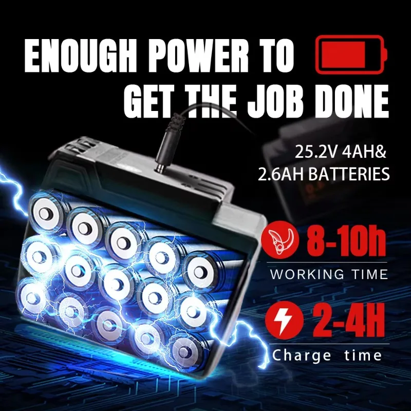 مقصات التقليم الكهربائية اللاسلكية المضادة للقطع 25.2 فولت SW-8616 مع مخزون بطاريات 2.6AH 4AH