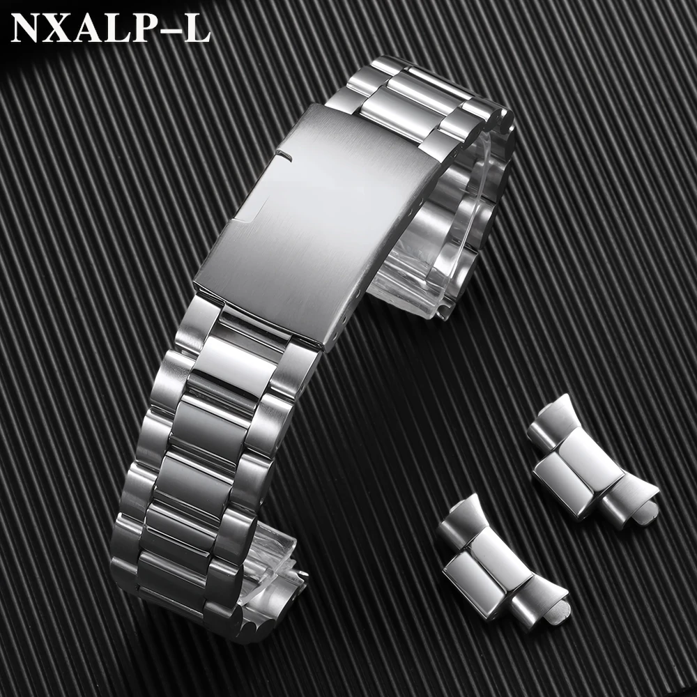 Curved End Wristband Solid Stainless Steel Watchband 18mm 20mm 22mm for Seiko Diving Strap for Omega Bracelet Metal Watch Band