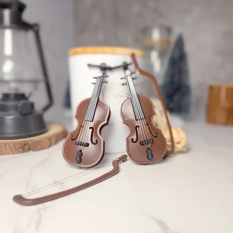 Mini Realistic Violin Model - Decorative Miniature Violin Non-Functional for Display Only Ideal for Dollhouses