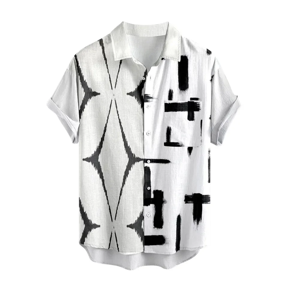 Loose Wrinkle-Free Men'S Streetwear Shirt Men'S Summer Vacation Tourism Beach Fashion Trend Leisure 3d Digital Camisas De Hombre