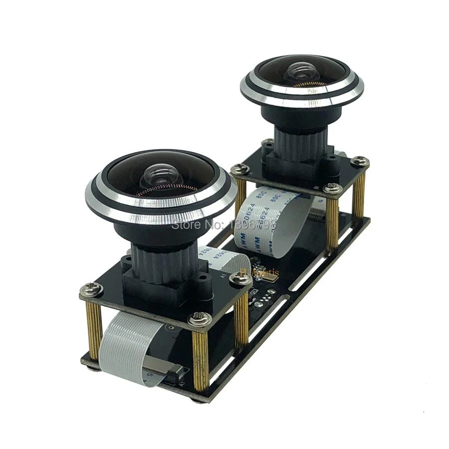 1080P Cat eye Fisheye Flexible Synchronization Stereo Webcam Dual 30FPS 5MP USB Camera Module for 3D Video VR Virtual Reality