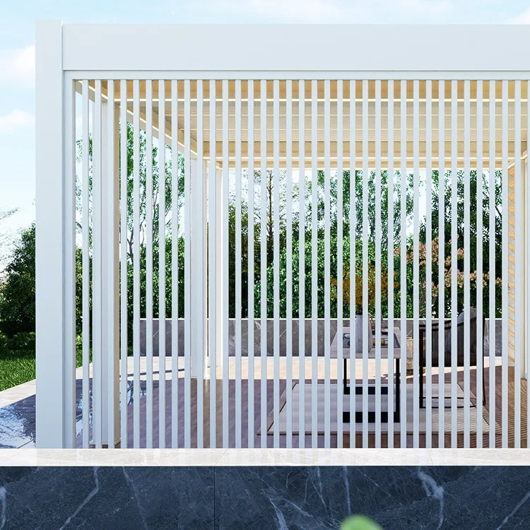 Modern Custom Aluminum Pergola & Gazebos With LED Lights Waterproof CE Certified Powder Coated Finish For Terrace & Balcony
