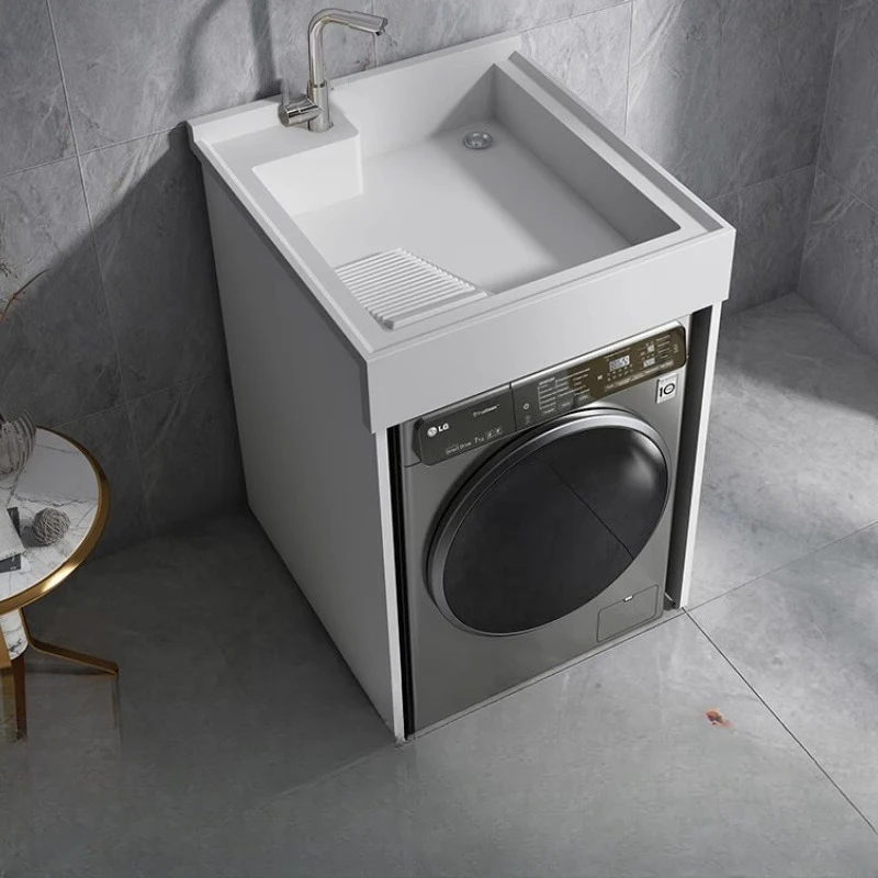 

Honeycomb aluminum balcony laundry cabinet small apartment with washboard, washing machine, companion cabinet, combined integrat