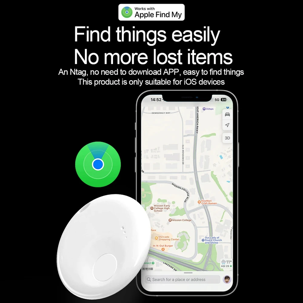 Smart Mini Portable IP67 Tag Tracker MFI For IOS Apple Fine My APP Car Key Pet Kids Finder Anti Lost Reminder Device GPS Locator