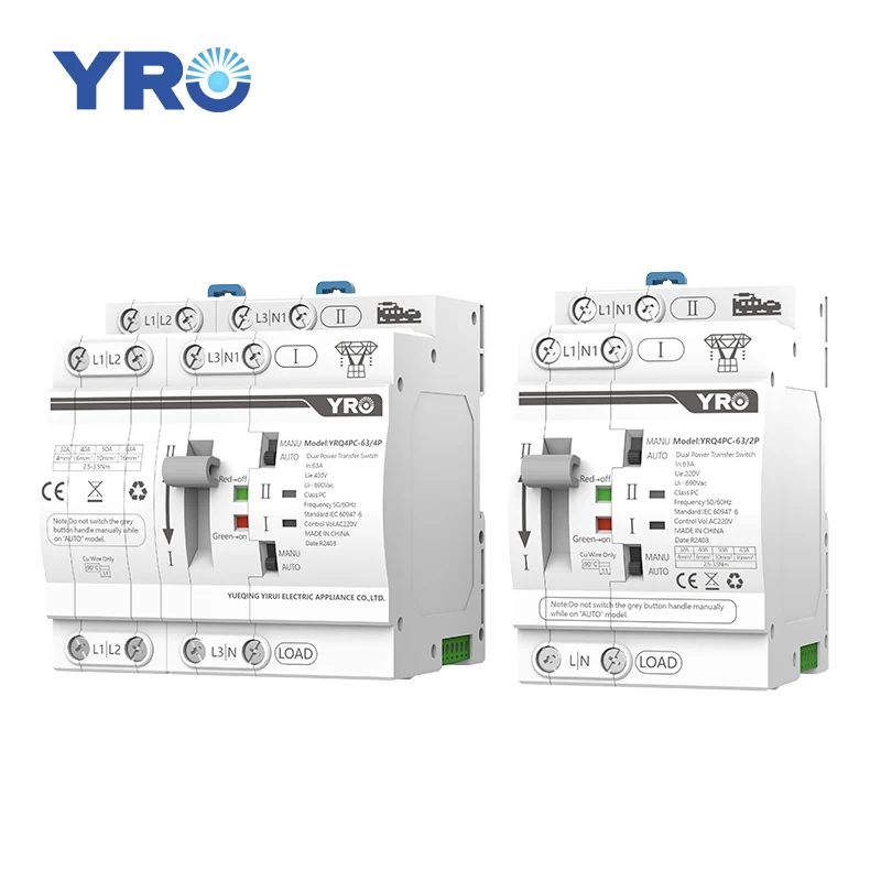 Picture 4: YRO Dual Power Automatic Transfer Switch YRQ4PC 63 4P ATS Panel 63A for Generator Inverter Electric Solar Switch