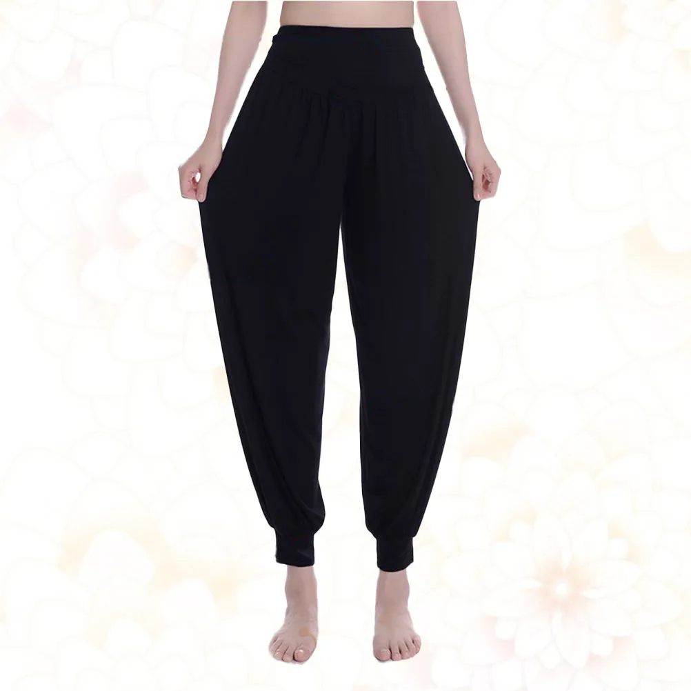 Women Yoga Pants Belly Dance Comfy Long Loose Trousers Black Size Xl Perfect for Yoga Exercise Fitness Breathable Anti Pilling