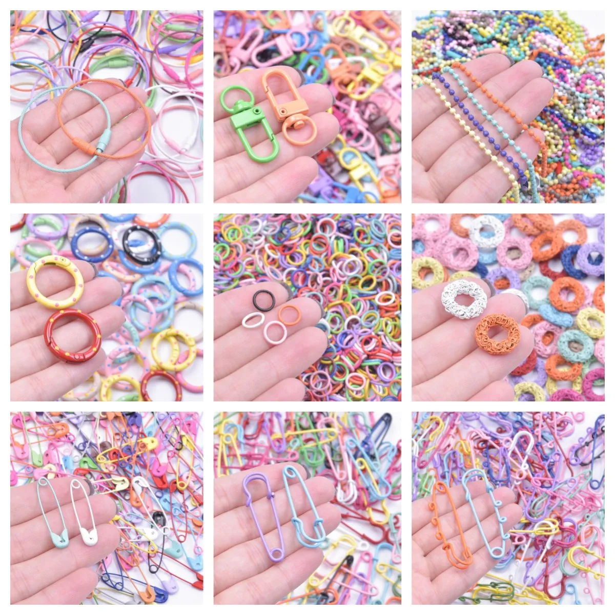 10pcs Colored Paint Bead Chain/Safety Pins Rainbow Fashion Jewelry Findings DIY For Making Keychain Bracelet Handmade Accessory