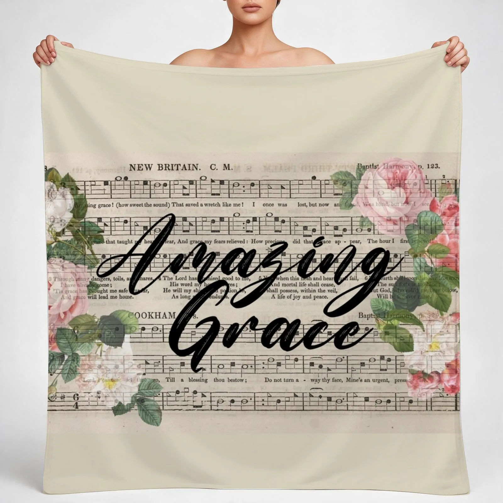 Amazing Grace - Vintage Hymn Throw Blanket couch cozy soft plush fuzzy picnic outdoor blanket