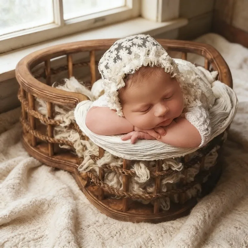 Vintage Heart-shaped Basin Newborn Photography Prop Studio Photo Background Basket Baby Shooting Scene Layout Accessory Kit