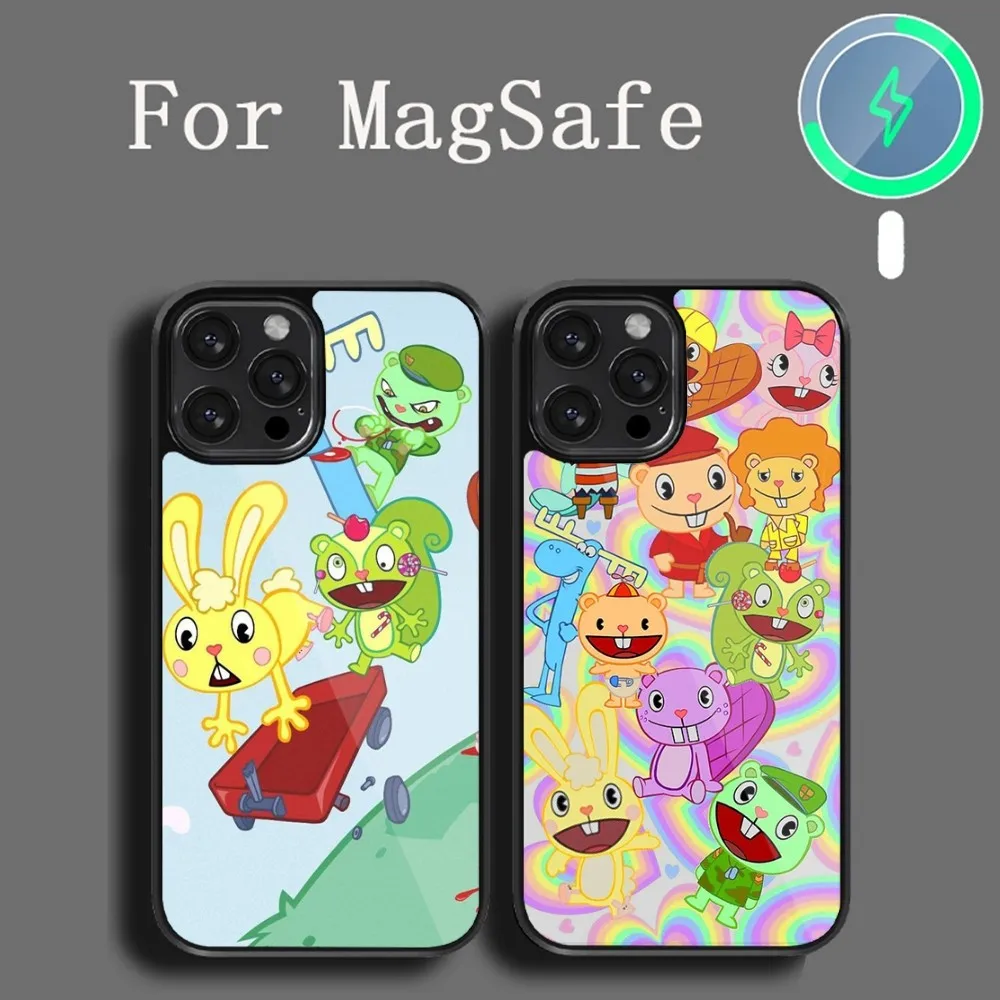 Cartoon Happy Tree Friends Phone Case For iPhone 14 13 12 11 15 Pro Max Plus Magsafe Magnetic Cover