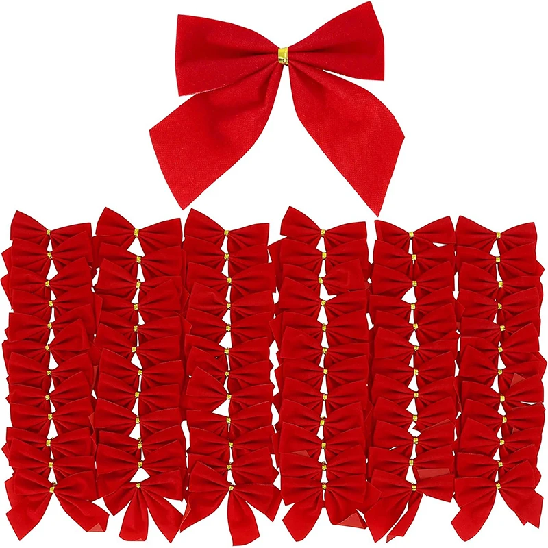

12/24/36Pcs Christmas Glitter Bow Red Mini Xmas Tree Bowknot for Home Decoration wedding decor Navidad New Year Party DIY Gift