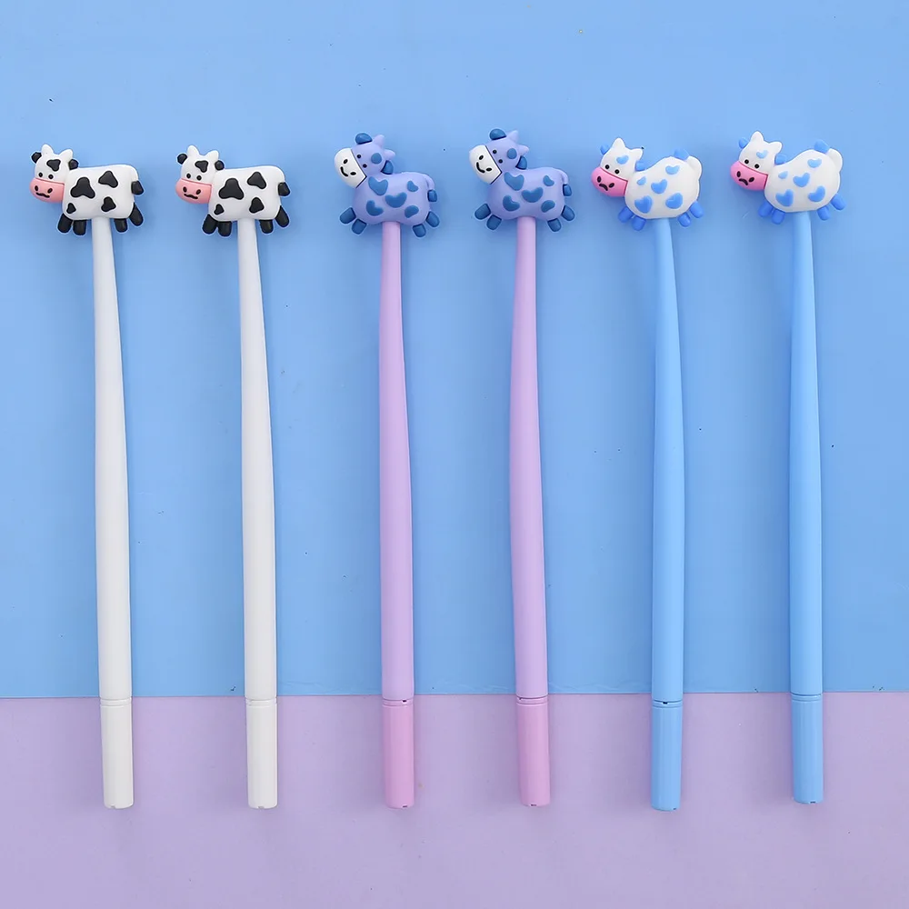 36PCS Cartoon Cow Shape Mid-sail Smooth And Easy To Write Student Neutral Pen Cute And Funny Silicone Rocker Pen Writing Pen