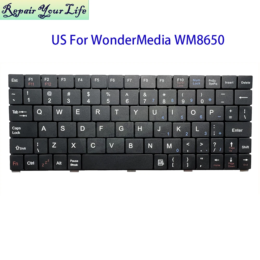 

US English Keyboard For Wondermedia Wm8650 USA United States Mini Laptop Replacement Keyboards Without Backlight DZHKEY07-1 New