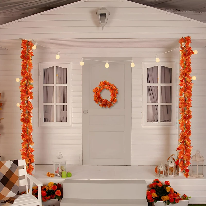 230cm Künstliche Ahornblätter Hängende Girlande Herbstblatt-Girlande Künstliche Pflanzen für Hochzeit Party Heim Erntedankfest Dekoration – Detail 7