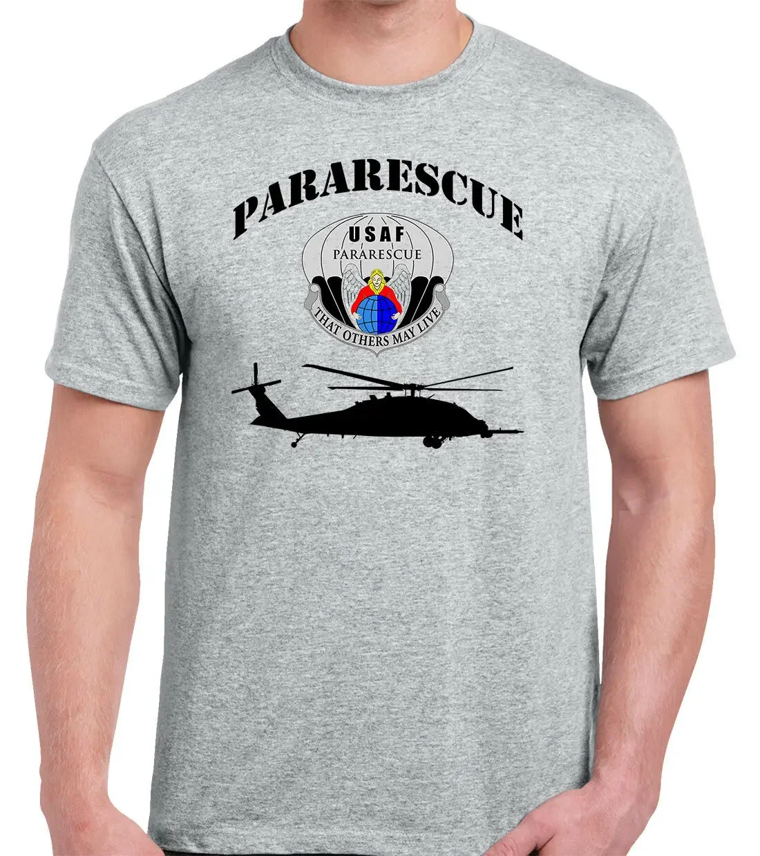 Rescue HH-60 Pave Hawk Helicopter USAF Pararescue T-Shirt Short Sleeve Casual 100% Cotton O-Neck Summer Mens T-shirt Size S-3XL