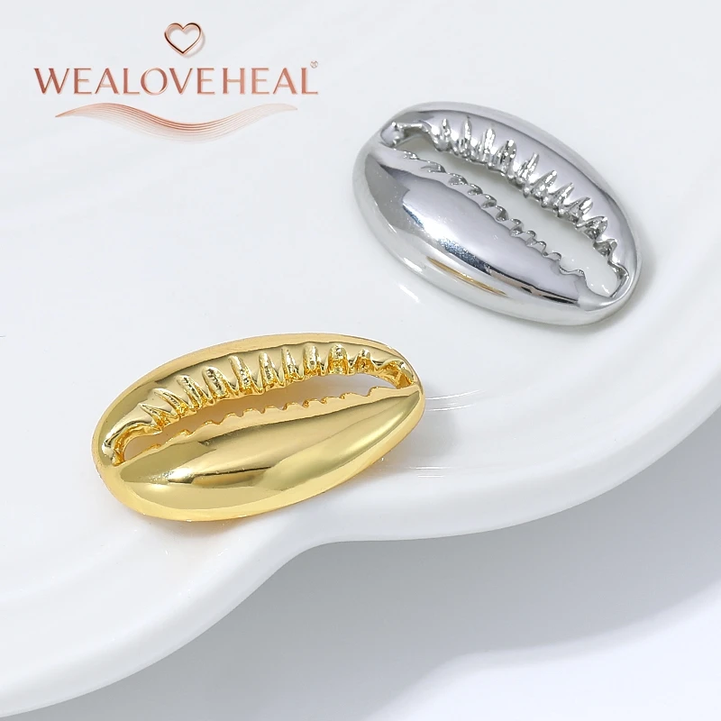 Glatte 18K vergoldete Messing-Kaurimuschel-Abstandsperlen, hochwertige Strand-Charms für DIY-Armbänder, Halsketten und Schmuckherstellung – Detail 21