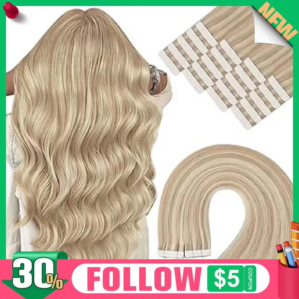 YoungSee Tape in Hair Extensions Remy Brazilian Straight Human Hair For Salon High Quality 12-24Inch