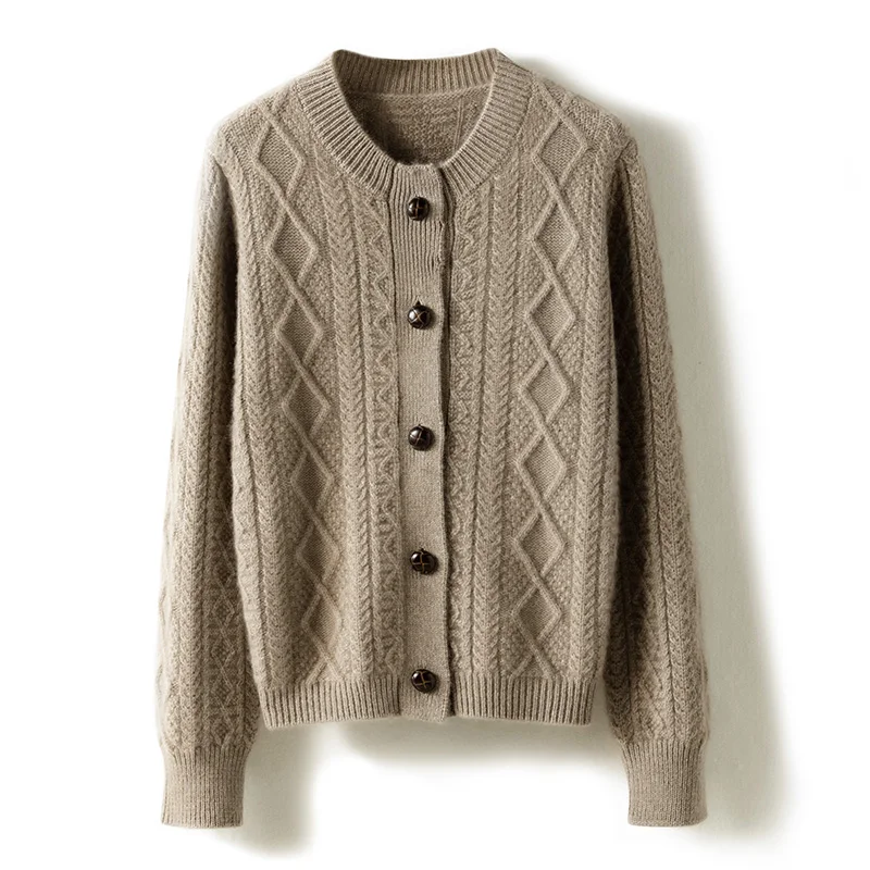 twist flower cashmere knit cardigan woman autumn winter languid lazy and thick loose sweater every match sweater jacket