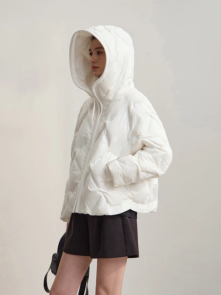 AMII Women's Jacket Coat 2025 Winter New Warm Commuter Hooded Down Jackets Woman Straight Solid Loose Long Sleeve Top 12554021