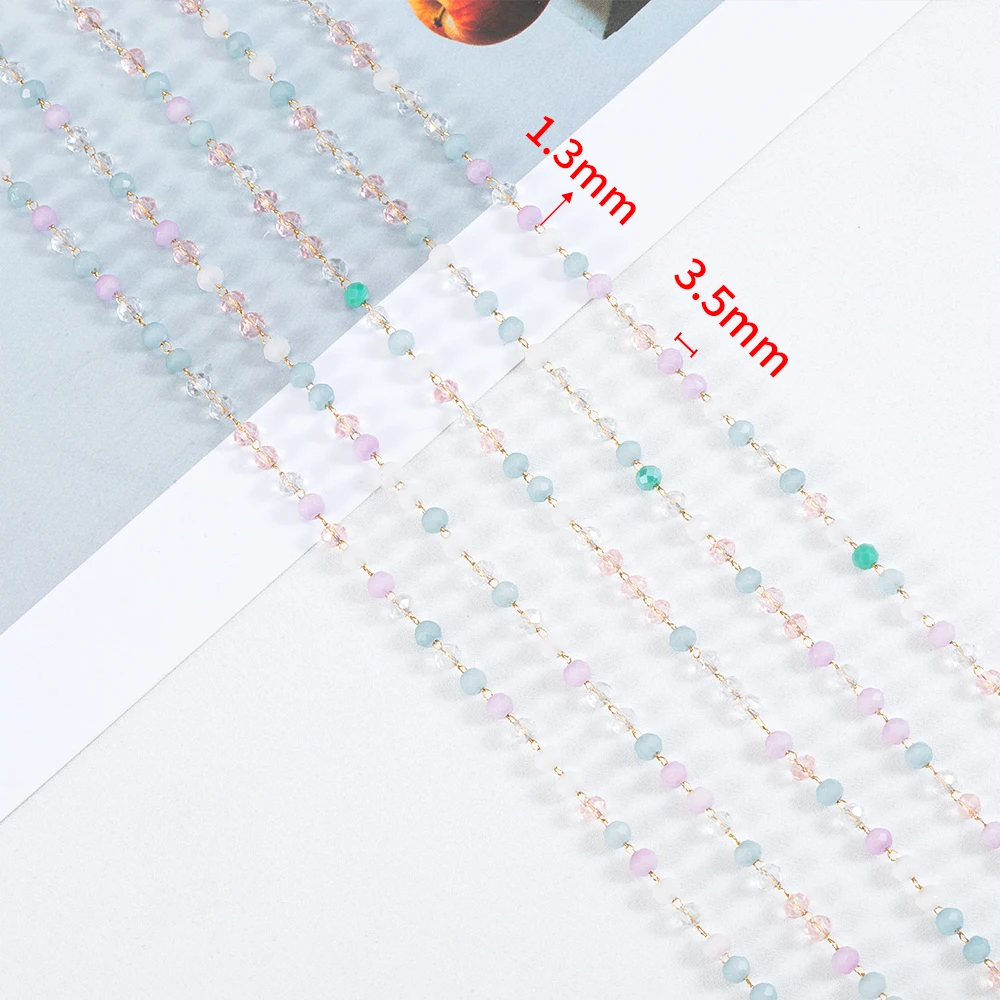 1meter Stainless Steel 3.5mm Color Candy Crystal Ball Round Beaded Chain for DIY Beaded Bracelet Jewelry Accessories
