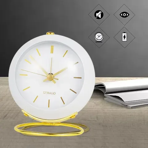 

Retro Golden Analog Small Clocks Silent No Ticking Vintage Table Alarm Clocks Loud Digital Mini Cute Dial Clock Batter