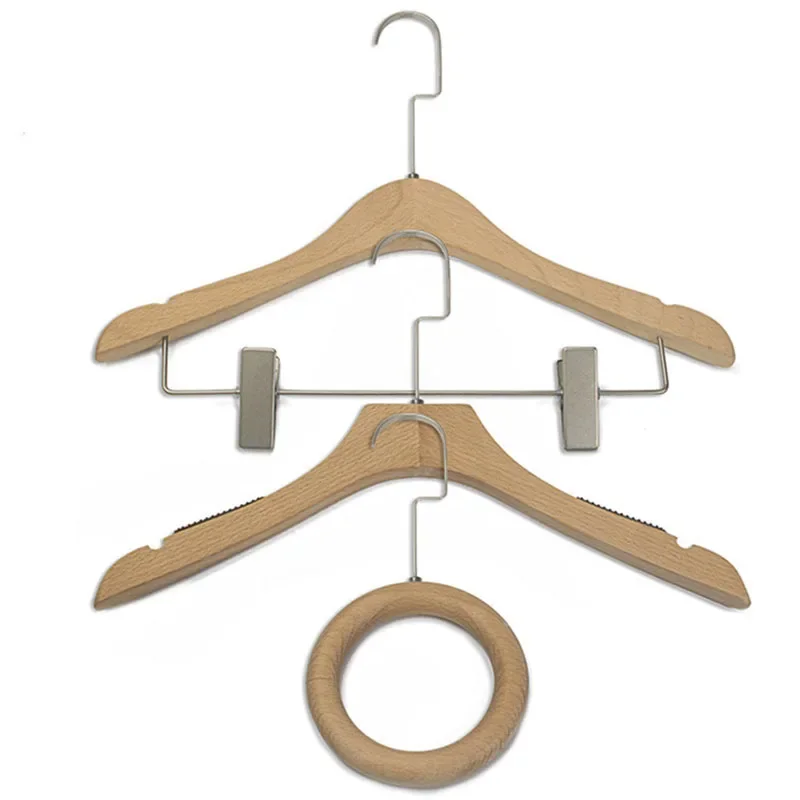 Garment Display Hanger Skirt Dress Clothing Storage Rack Wooden Hangers Wardrobe Home Drying Racks Bar Metal Clips