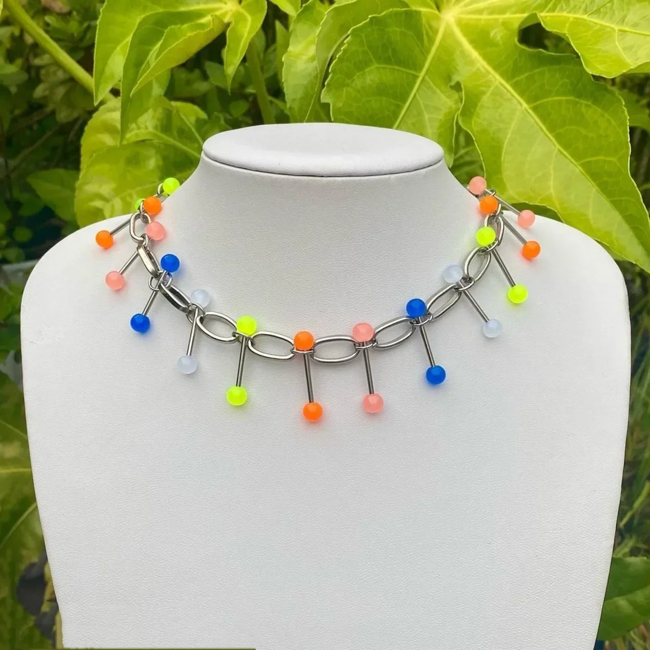 Egirl Jewelry DIY Rainbow Tongue Chain Necklace Removable Unique Rock Garbage Gothic Choker Punk Accessories Cool Necklace Women