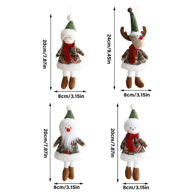 Christmas Tree Ornament Handmade Girl/Elk/Santa/Snowman Dolls Hanging Pendant Decorations for Holiday Festivities