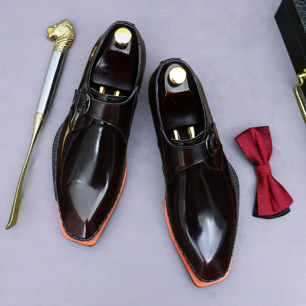 

Men's Business Dress Shoes | Buckle Strap, Genuine Cowhide, Patent Shiny, British Style Formal & Casual Footwear