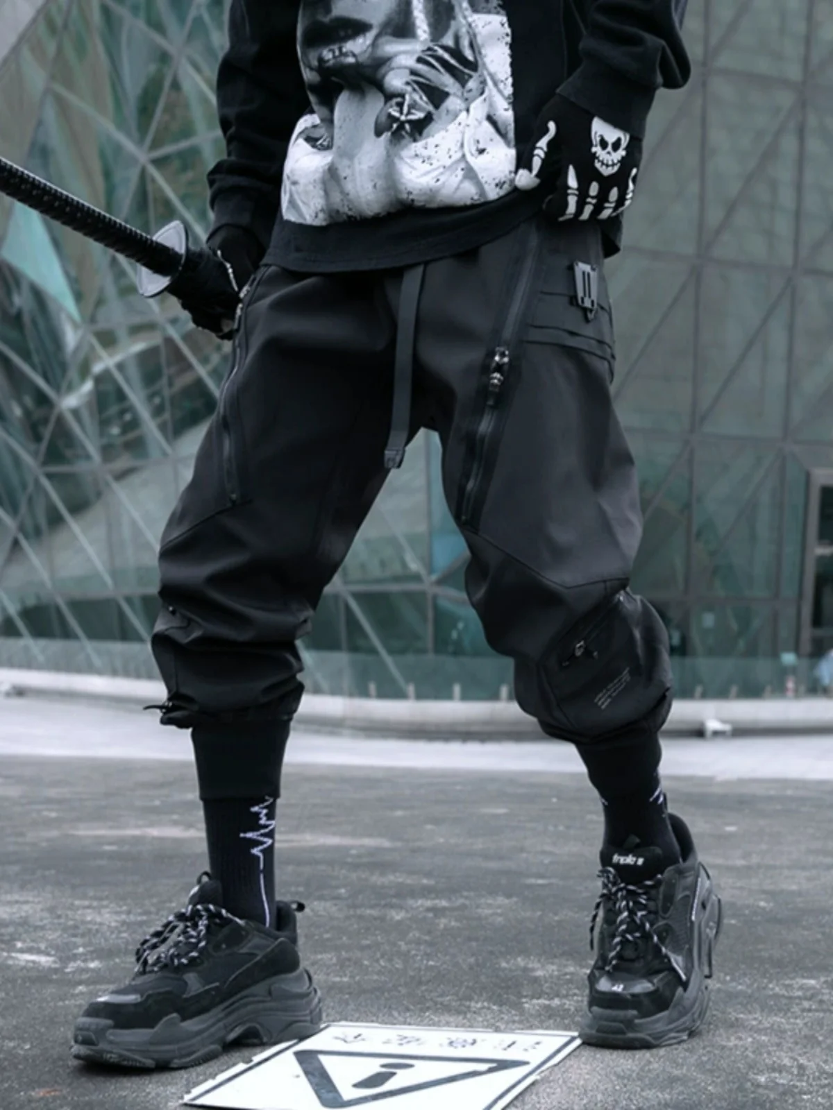 

k Street Sle Men's Winter Loose Fit Workwear Pants Bla Sports Trousers Slim Fit Cargo Pants Youth Faion Trend