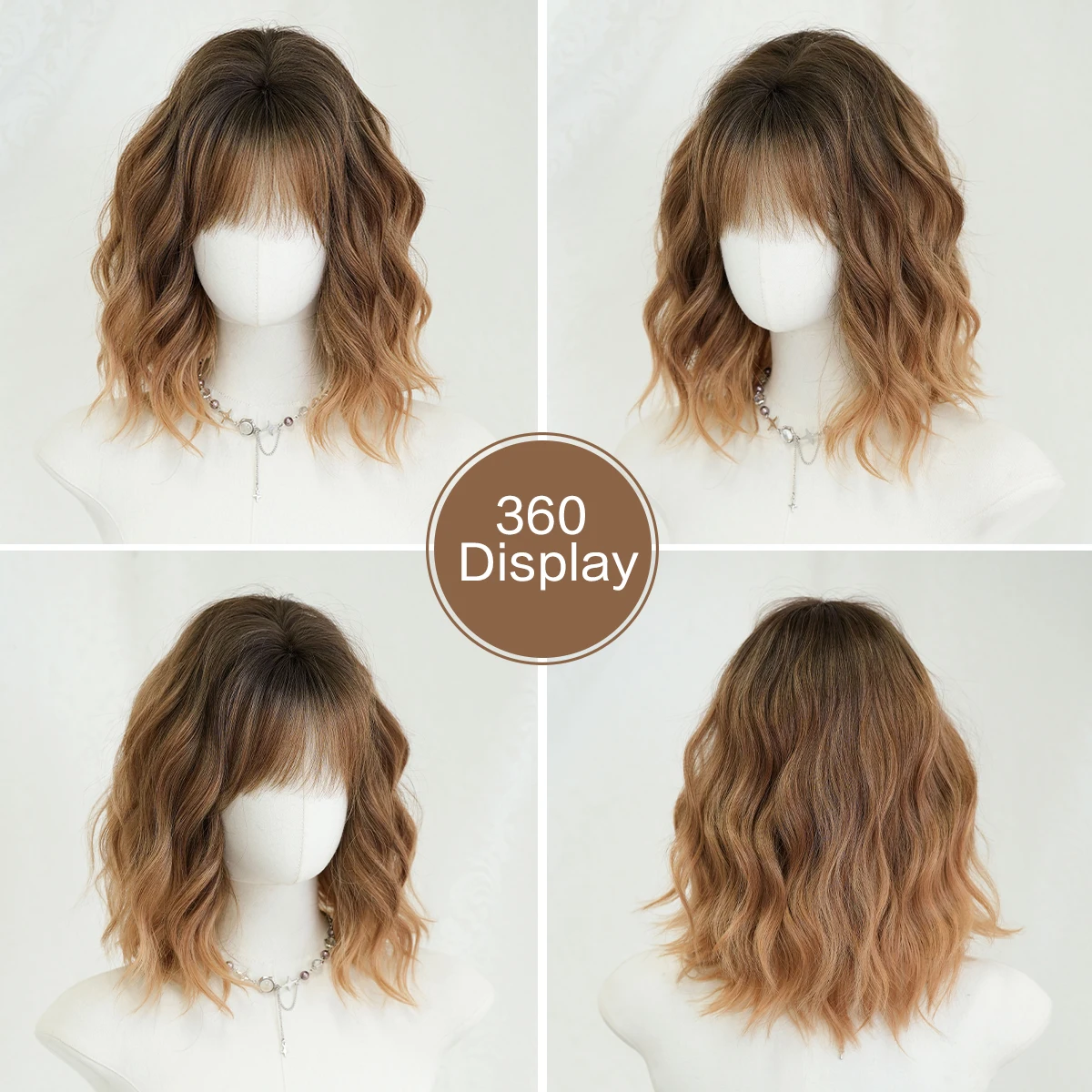 Women blonde dark Heat Resistant Long Curly Shoulder Length Synthetic Wigs 16 main image 2