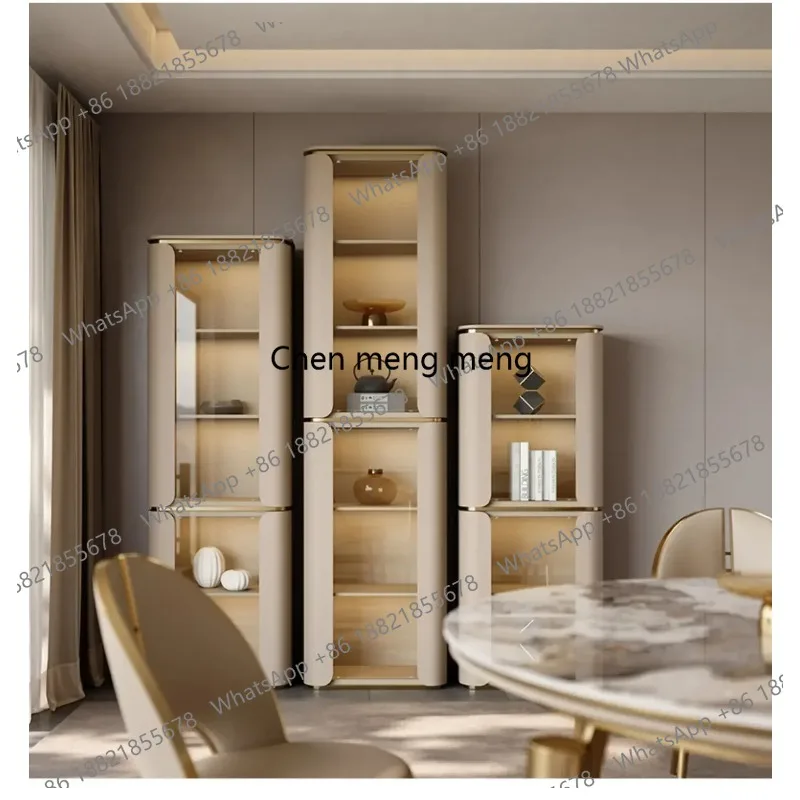 

Italian Minimalist Wine Cabinet Living Room Floor Light Luxury Sideboard Cabinet Integrated Wall Display Cabinet Made of Glass