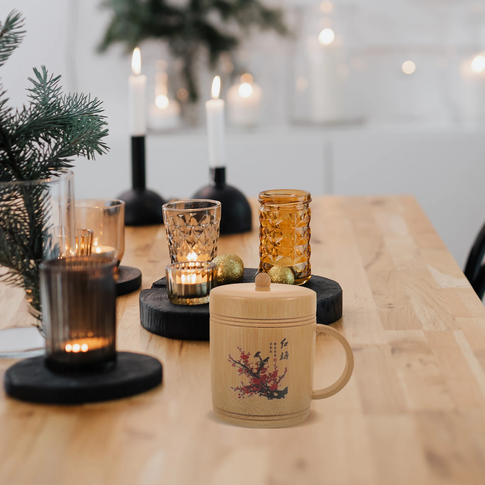 

Bamboo Tea Coffee Cup Drinking Mug for Home Office Outdoor Hot Drink Beer Juice Milk Bamboo Cup with Handle