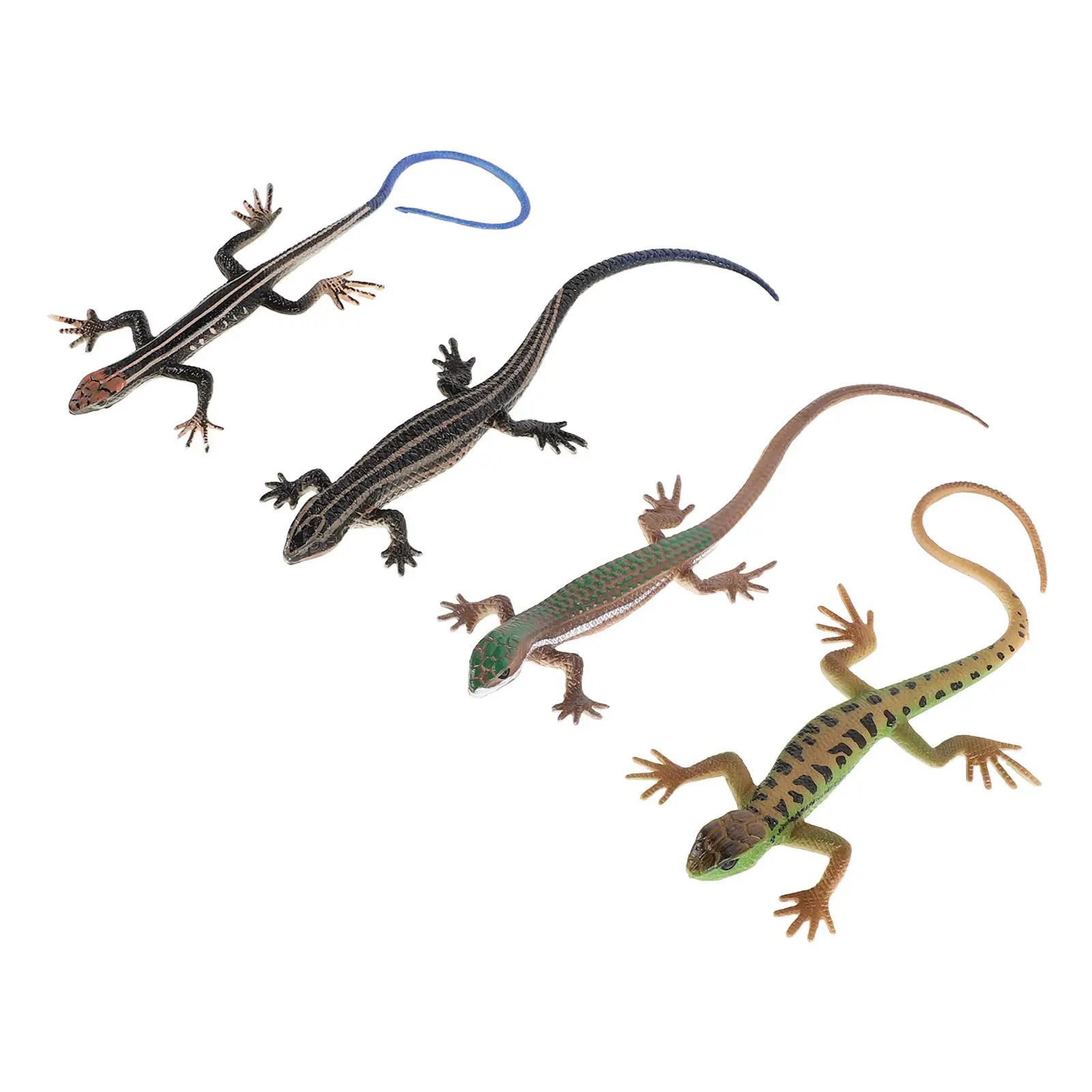 

Набор из 4 реалистичных пластиковых фигурок ящериц: имитация рептилий, миниатюрные настольные украшения для изучения и декора