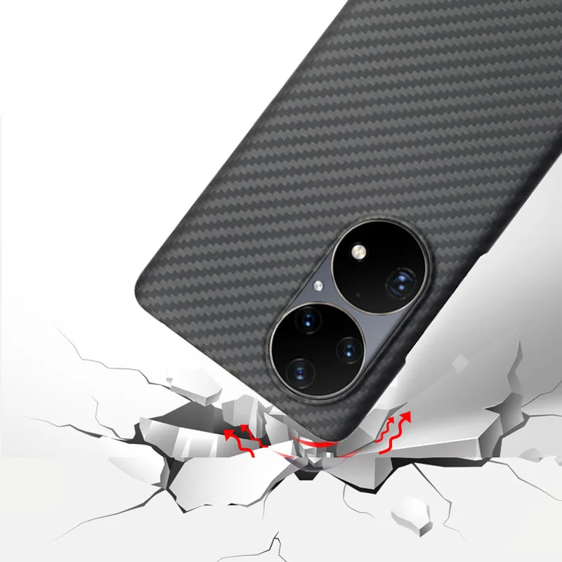 Case for Huawei P50 & P50 Pro Real Carbon Fiber Aramid Anti-explosion Mobile Phone Protective Cell Cover Protection Shell