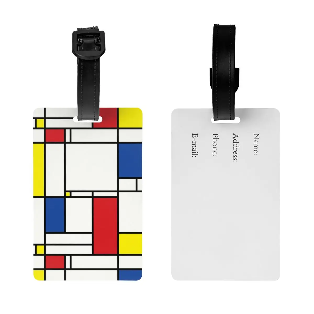 Piet Mondrian-Étiquettes à bagages minimalistes pour valise de voyage, art moderne, couverture de confidentialité, nom, carte d'identité