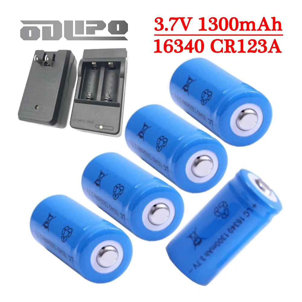 16340 Battery 3.7V 1300mAh Li-ion Batteries CR123A 123A CR123 Battery for Laser Pen, LED light, Flashlight, Headlamp Cell