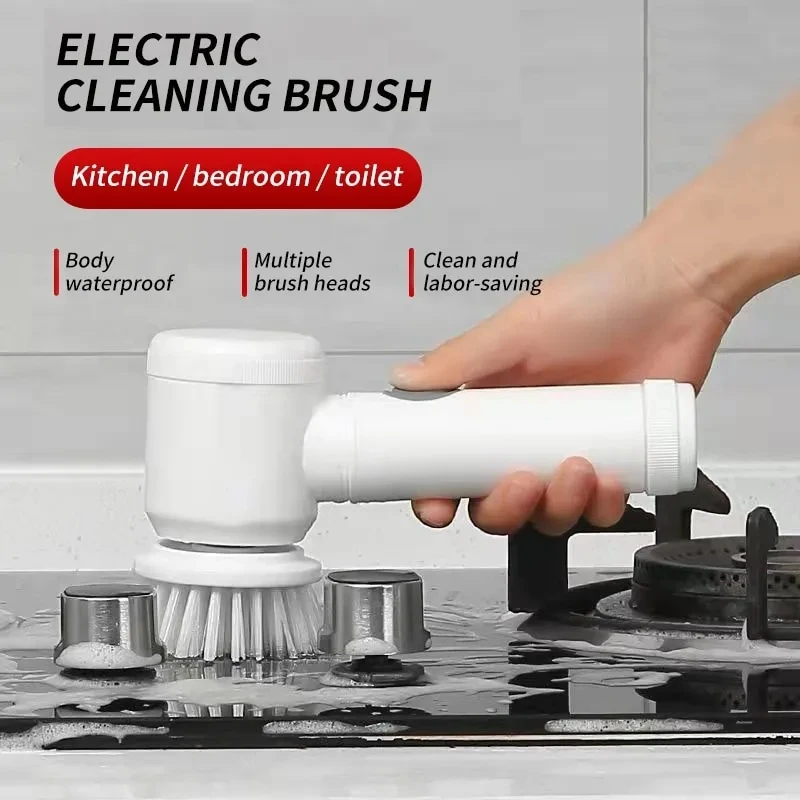 Electric Cleaning Brush Wireless Kitchen Bathroom Household Cleaning Brush Rechargeable Rotary Scrubber IPX7 Waterproof