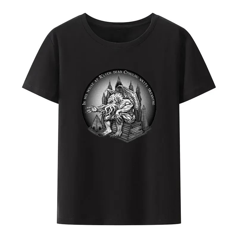 Camiseta con estampado Modal clásico Cthulhu R'lyeh Mono, camiseta Original para hombre, ropa de calle Y2k, Camisetas geniales transpirables de manga corta para verano