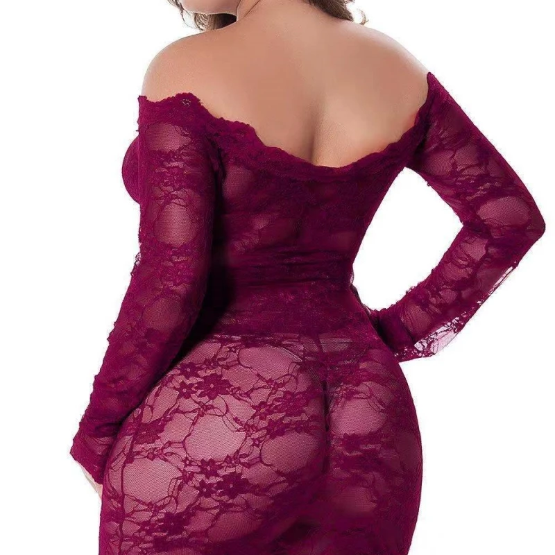 New Sexy Off Shoulder Pajamas Fashion Multi -colored Women Plus Size Underwear Lace One shoulder Lingerie Pajamas Set Erotic xxx